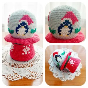 snow globe crochet pattern with penguin