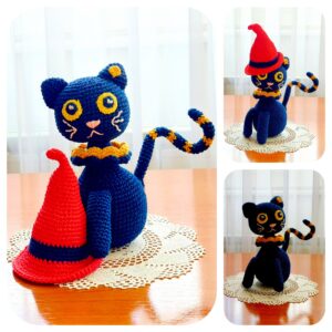 crochet cat pattern with red hat