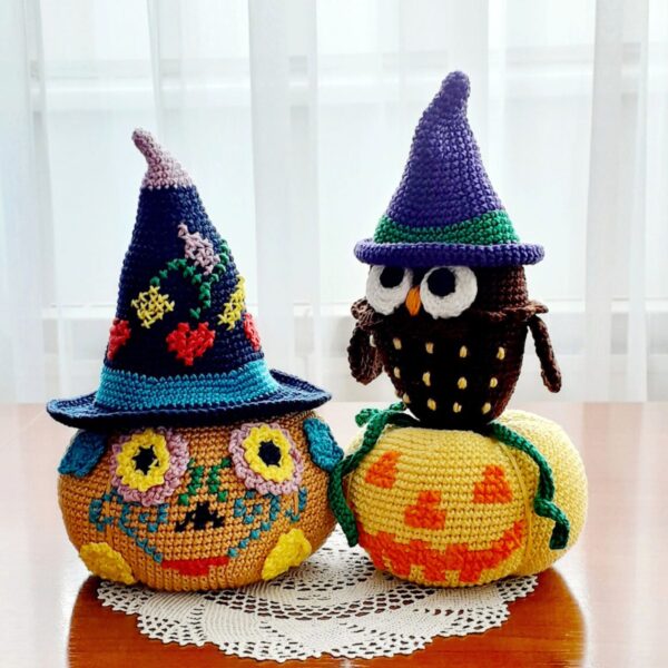 amigurumi crochet pattern, pumpkin with witch hat amigurumi crochet pattern, pumpkin with witch hat