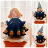 halloween crochet pattern, amigurumi doll with witch hat