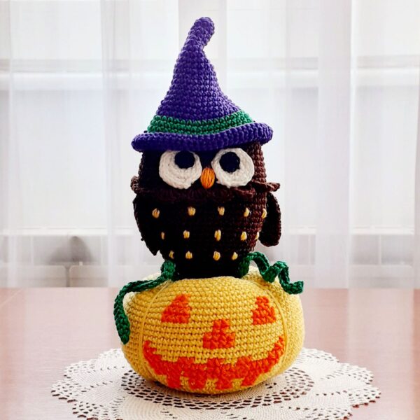 amigurumi crochet pattern, owl with pumpkin amigurumi crochet pattern, owl with pumpkin