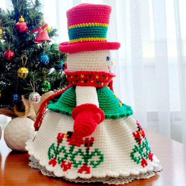crochet pattern : snowman with birds