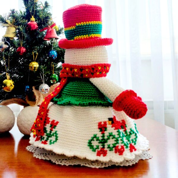 crochet pattern : snowman with birds