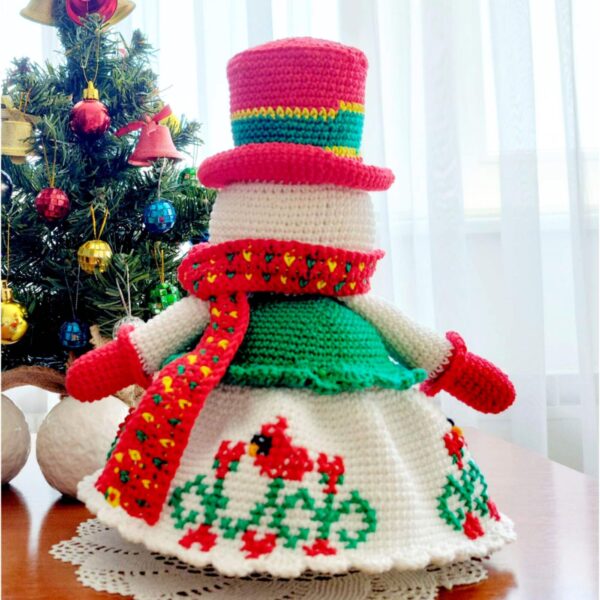 crochet pattern : snowman with birds