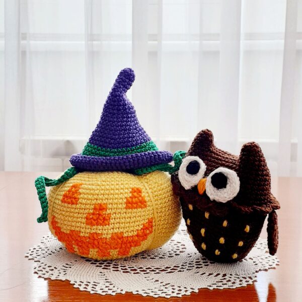 amigurumi crochet pattern, owl with pumpkin amigurumi crochet pattern, owl with pumpkin