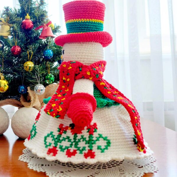 crochet pattern : snowman with birds