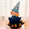 halloween crochet pattern, amigurumi doll with witch hat