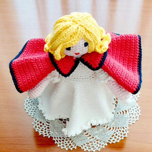 amigurumi pattern doll with red hat