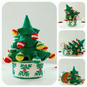 crochet pattern: christmas tree box