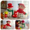 christmas crochet pattern set: snowman and doll