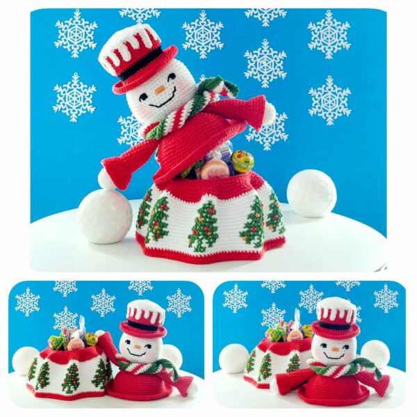 crochet pattern: snowman girl box