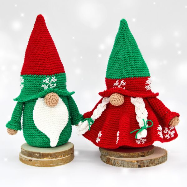 crochet pattern gnome girl & boy with embroidered snowflakes crochet pattern gnome girl & boy with embroidered snowflakes