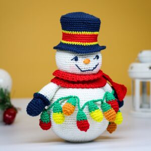 crochet snowman with festive christmas light bulbs crochet snowman with festive christmas light bulbs