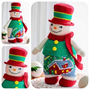 crochet pattern: snowman with red shoes