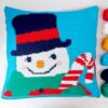 crochet pattern: snowman pillow with candy