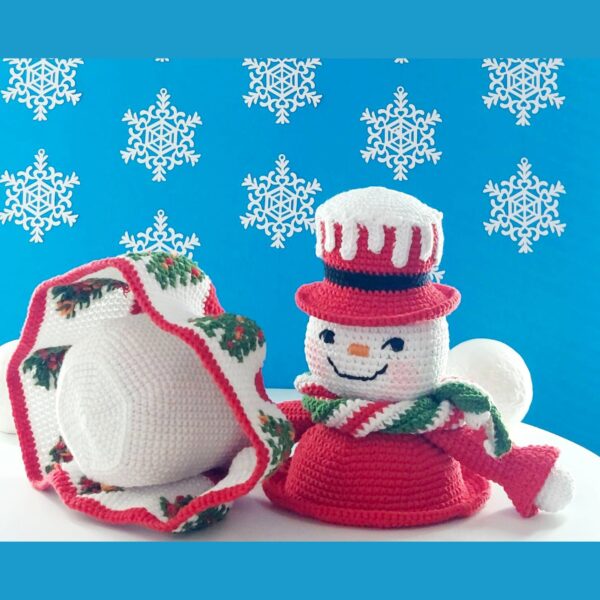 crochet pattern: snowman girl box