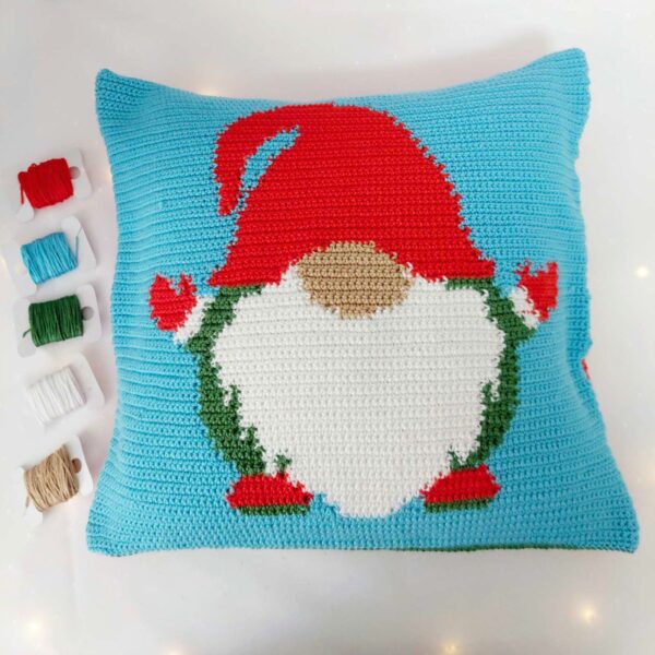 pillow gnome crochet pattern with santa hat