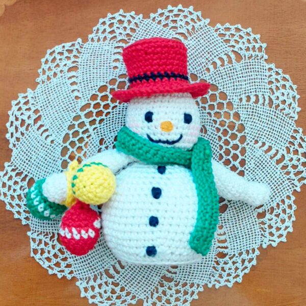 christmas crochet pattern set: snowman and doll