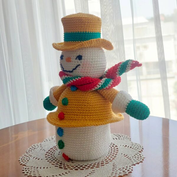 crochet pattern: snowman gingerbread box