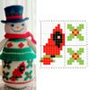 crochet pattern: snowman with embroidered cardinal bird