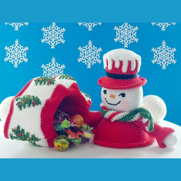 crochet pattern: snowman girl box