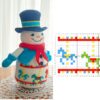 crochet snowman with embroidered carousel horses